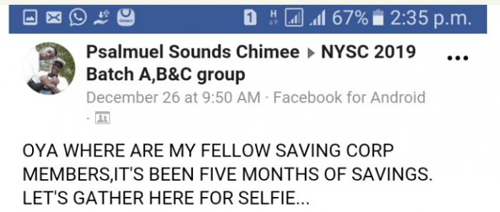 This Corps Member's 5 Months "Savings" Has Got People Talking