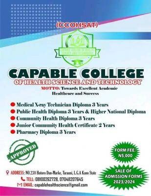 Capable College of Health Science and Technology admission form, 2023/2024 session