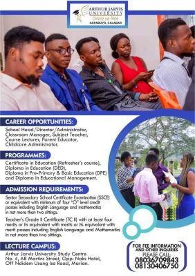 Arthur Jarvis University Diploma & Certificate Admission