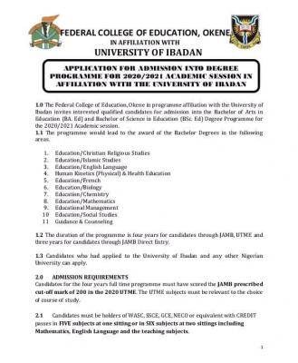 FCE Okene-UI Degree Post-UTME 2020: Cut-off mark, Eligibility and Registration Details