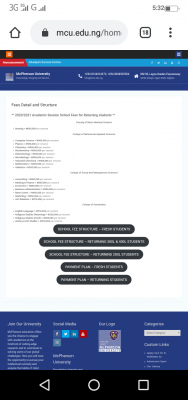 Mcpherson University school fees structure for 2020/2021 session