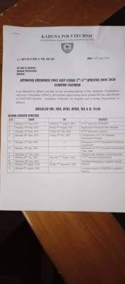 Kaduna Polytechnic adjusted academic calendar