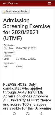 AAU extends Post-UTME registration for 2020/2021 session