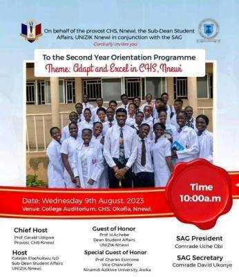 College of Health Science, Nnewi announces second year orientation programme