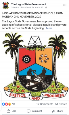 LASG approves re-opening of schools after closure due to protest