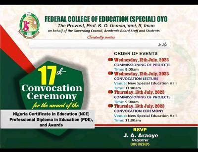 FCE (Special), Oyo announces 17th convocation ceremony