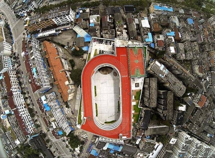 Check out The Race Track on The Rooftop of a Primary School in China