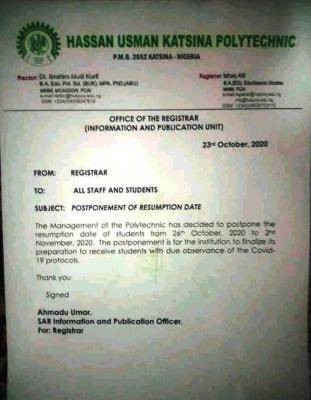 HUKPOLY postpones resumption date