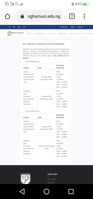 Bingham University 6th Post-UTME screening date for 2020/2021 session