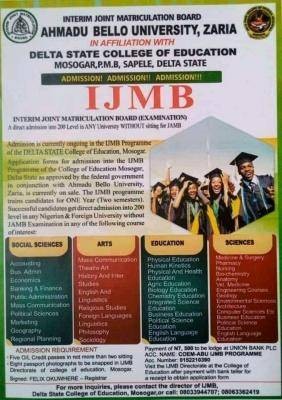 DESCOEM affiliated to ABU, Zaria IJMB admission form, 2023/2024