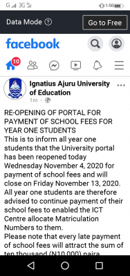 IAUE issues notice on reopening of portal for payment of of school fees