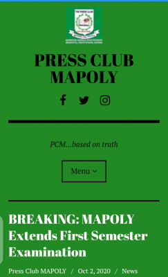 MAPOLY Extends First Semester Examination