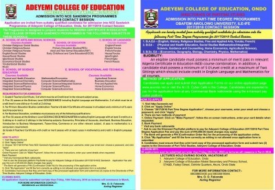 ACEONDO Part-Time NCE (Sandwich) Admission 2017/2018 Announced