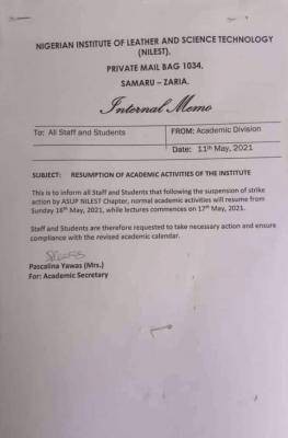 NILEST announces resumption of academic activities