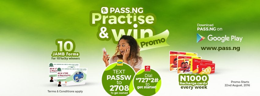 PASS Practice and Win Promo: Win JAMB Forms & Lots of Recharge Cards