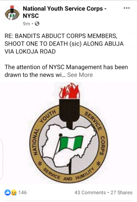 NYSC notice on alleged abduction of corps members