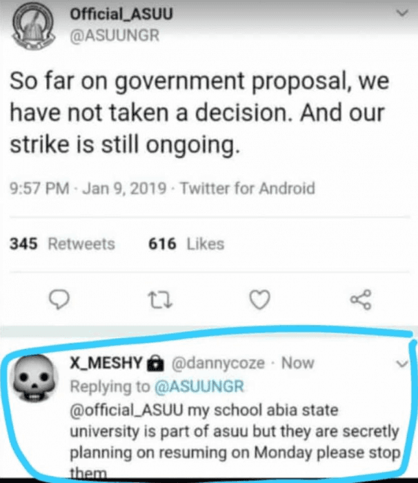 ASUU Strike: Tweet of The Day