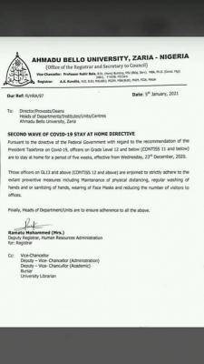 ABU stay-at-home directive to staff