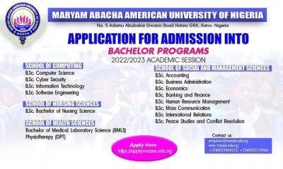 Maryam Abacha American University Admission form, 2022/2023