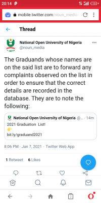 NOUN 2021 list of graduating students