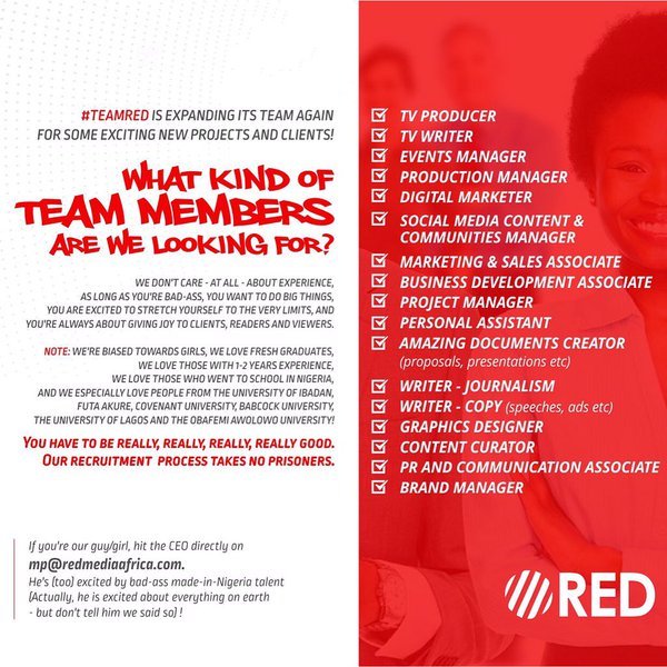 Jobs for Fresh Graduates at Red Media Africa