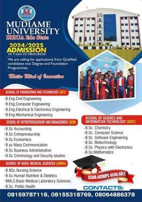 Mudiame University Post-UTME 2024: Eligibility and Registration Details