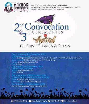 Anchor University announces 2nd and 3rd Convocation Ceremony