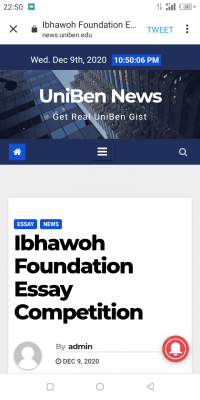 Ibhawoh Foundation essay competition for undergraduates