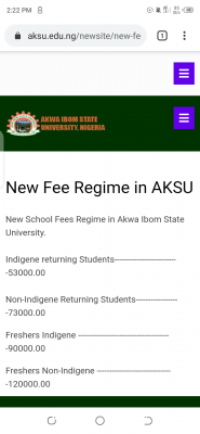 AKSU new fee regime for new and returning students