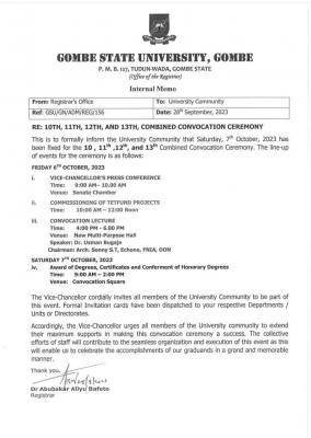 GOMSU notice on combined convocation ceremony