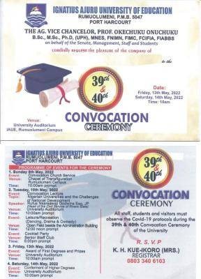 IAUE 39th & 40th convocation schedule of events