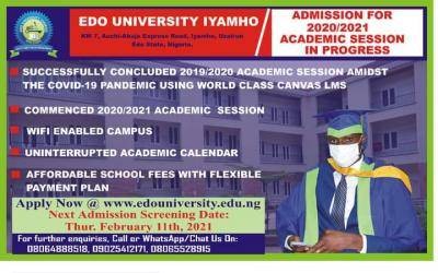 Edo State University, Iyamho next Post-UTME screening exercise holds February 11th