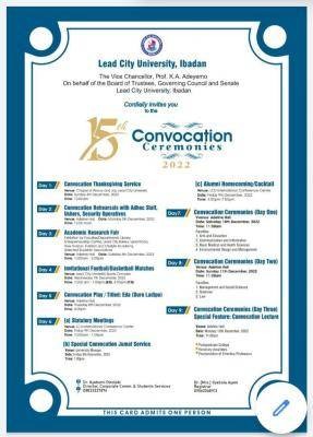 Lead City University announces 15th convocation ceremony
