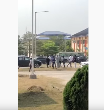 FUPRE lecturers wail as students take over parking space with flashy cars (video)