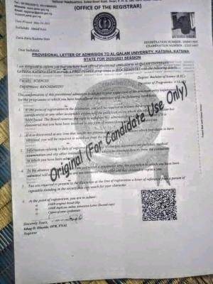 Al-Qalam university admission list, 2020/2021 out on JAMB CAPS