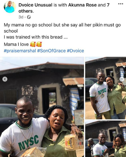 Corps member celebrates his mother who sold bread to fund his education