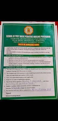 UDUTH Post Basic Pediatric Nursing Program Admission, 2023/2024