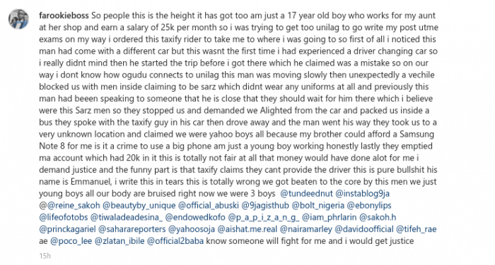 Taxify Driver Allegedly Conspires with SARS Operatives to Extort UNILAG Post-UTME Candidate