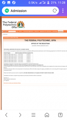 Federal Polytechnic, Offa IJMB admission lists for 2020/2021 session