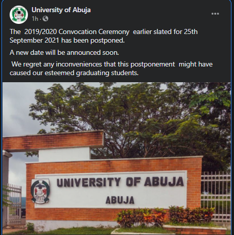 UNIABUJA postpones convocation ceremony