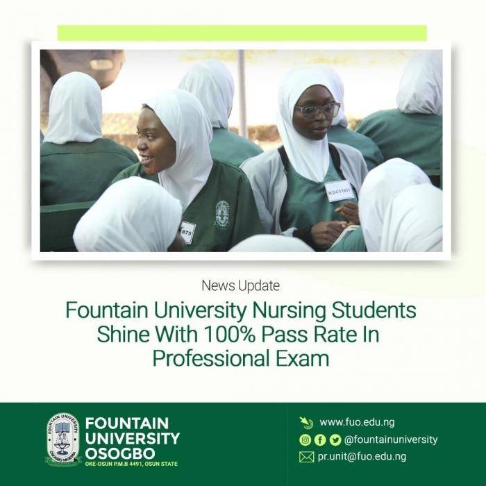 Fountain Universitys School of Nursing students get 100% in NMCN exams