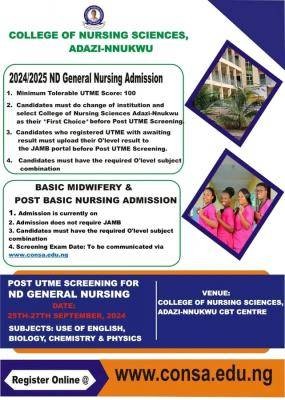 College of Nursing Sciences, Adazi-Nkuwu Admission form, 2024/2025