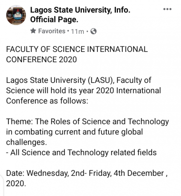 LASU Faculty of Science holds 2020 International Conference