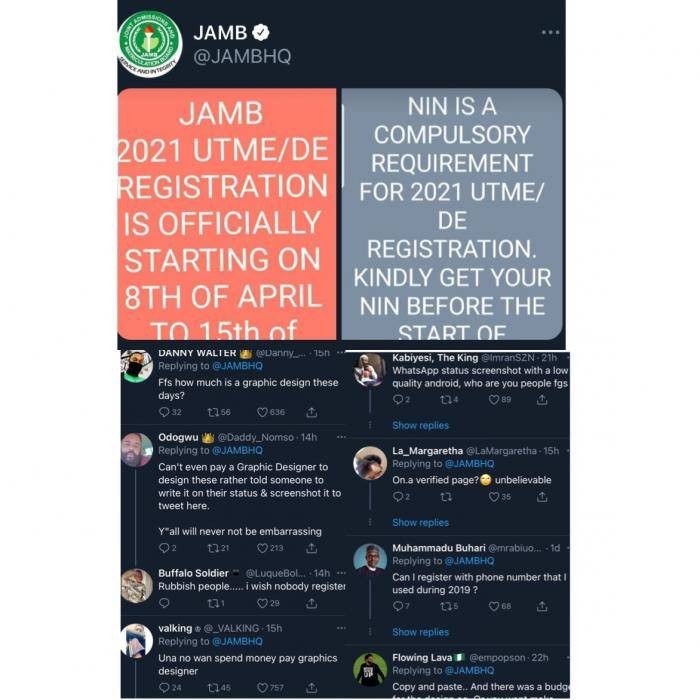 JAMB under fire for passing official information using images from a WhatsApp status