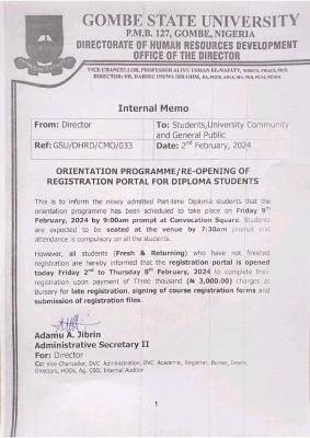 GOMSU Part-Time Diploma Students Orientation Programme/Re-Opening of Registration Portal