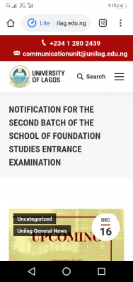 UNILAG announces date for next batch of School of Foundation studies entrance exam, 2020/2021