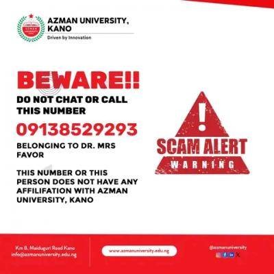 Azman University, Kano scam alert to the general public