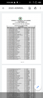 FUKashere admission list now available on the school's portal, 2020/2021