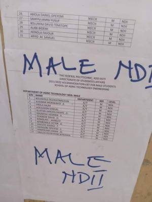 Fed Poly Ado-Ekiti returning students accomodation list, 2021/2022