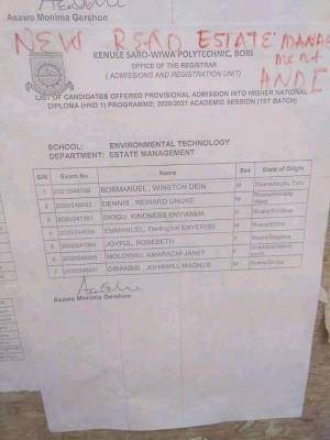 KENPOLY 1st Batch HND Admission List, 2020/2021